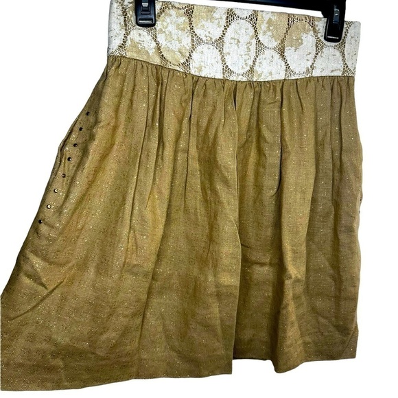 ANTHROPOLOGIE Lauren Moffatt Linen Skirt with Studded Pockets & Silk Lining - Picture 7 of 10